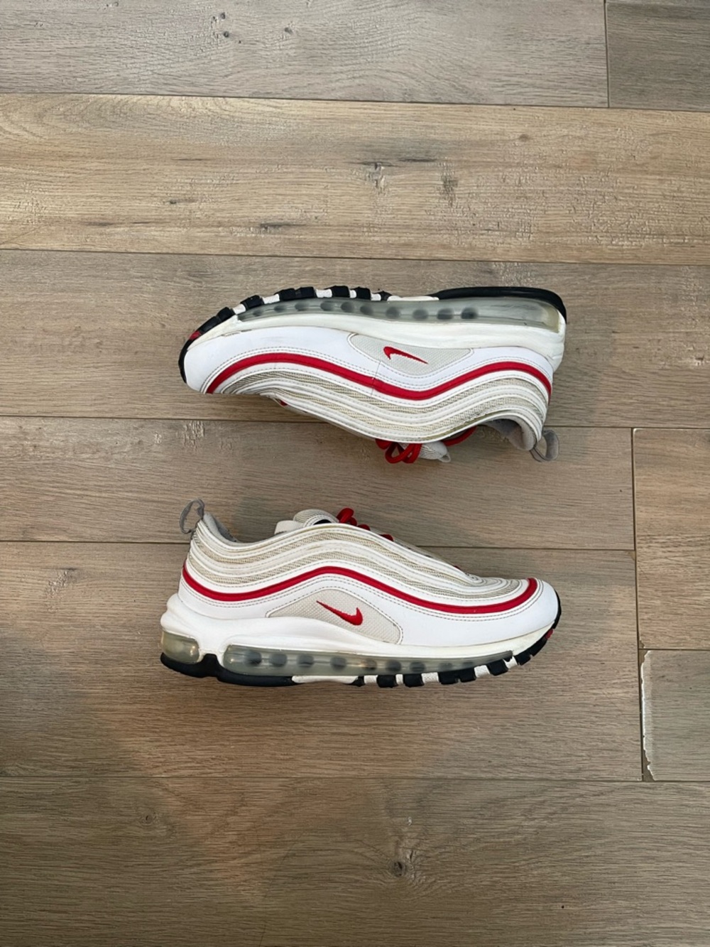 Women's Nike Air Max 97 White and Red Sneakers